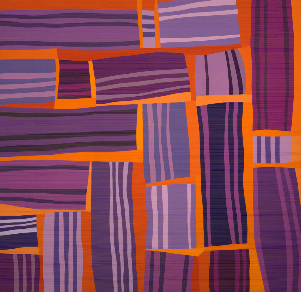 Art quilt with purple and orange